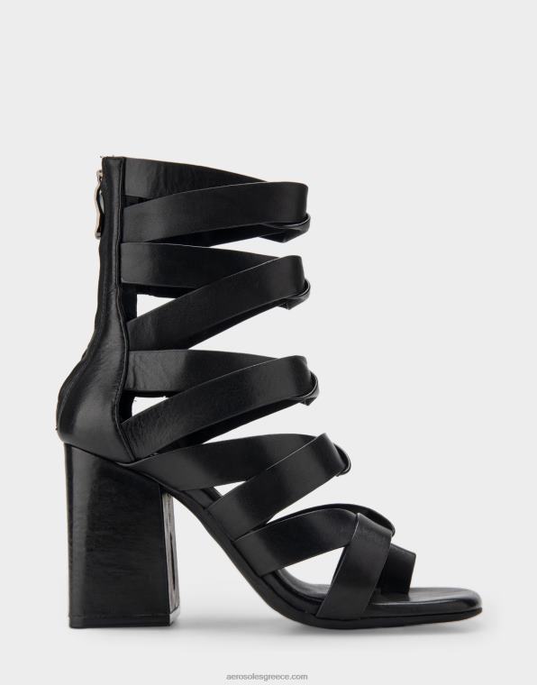 γυναίκες πέδιλο με τακούνι μαύρο δέρμα Aerosoles 46N4D407