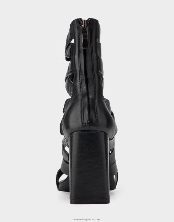 γυναίκες πέδιλο με τακούνι μαύρο δέρμα Aerosoles 46N4D407