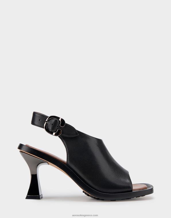 γυναίκες πέδιλο με τακούνι μαύρο δέρμα Aerosoles 46N4D417