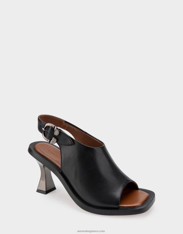 γυναίκες πέδιλο με τακούνι μαύρο δέρμα Aerosoles 46N4D417