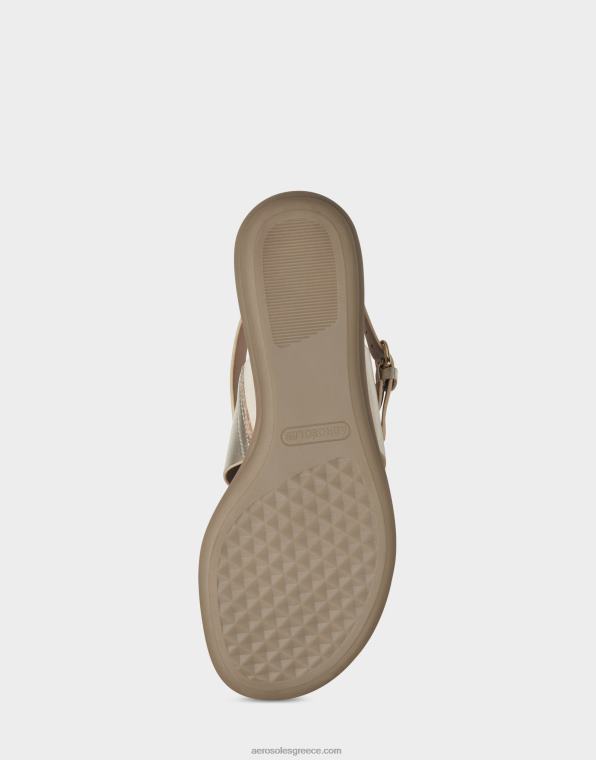 γυναίκες πλακέ σανδάλι από μαλακό χρυσό ψεύτικο δέρμα Aerosoles 46N4D461