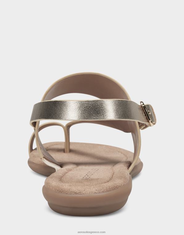 γυναίκες πλακέ σανδάλι από μαλακό χρυσό ψεύτικο δέρμα Aerosoles 46N4D461