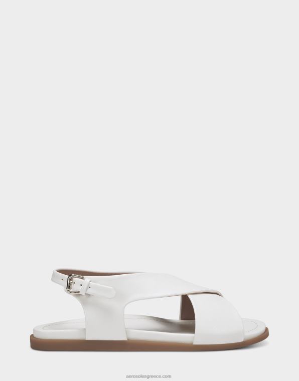 γυναίκες πλακέ σανδάλι λευκό ψεύτικο δέρμα Aerosoles 46N4D469