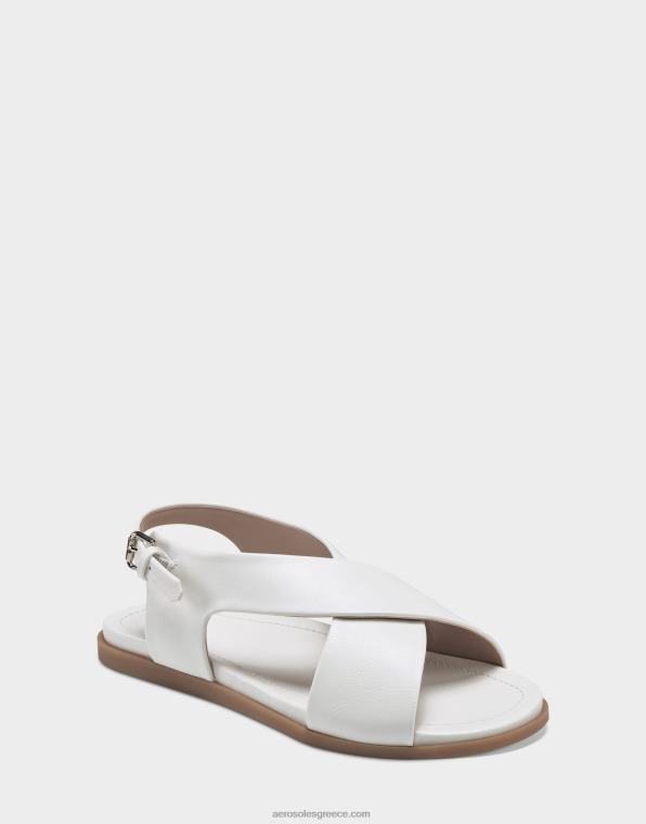 γυναίκες πλακέ σανδάλι λευκό ψεύτικο δέρμα Aerosoles 46N4D469