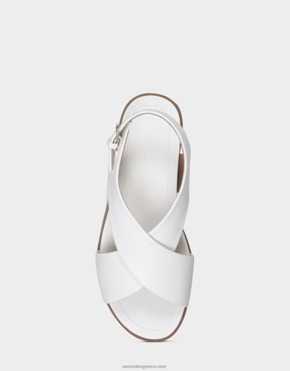 γυναίκες πλακέ σανδάλι λευκό ψεύτικο δέρμα Aerosoles 46N4D469
