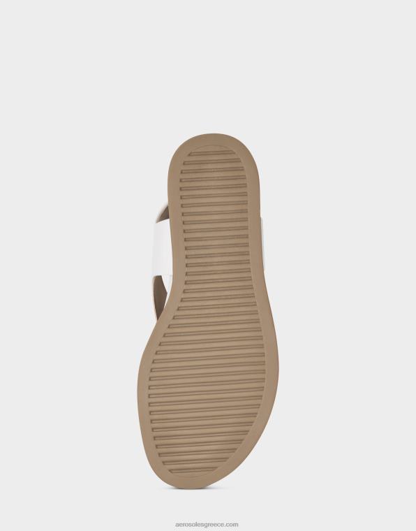 γυναίκες πλακέ σανδάλι λευκό ψεύτικο δέρμα Aerosoles 46N4D469