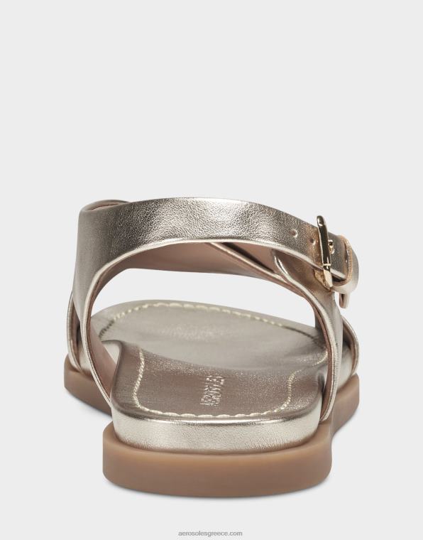 γυναίκες πλακέ σανδάλι χρυσό ψεύτικο δέρμα Aerosoles 46N4D471